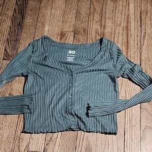 SO Kids Ribbed Button-Down Shirt - Forest Green